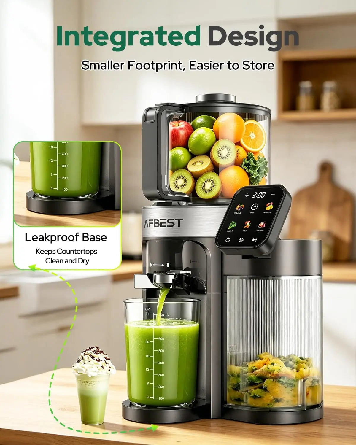 Slow Masticating Cold Press Juicer With Auto Pulp Ejection Feature