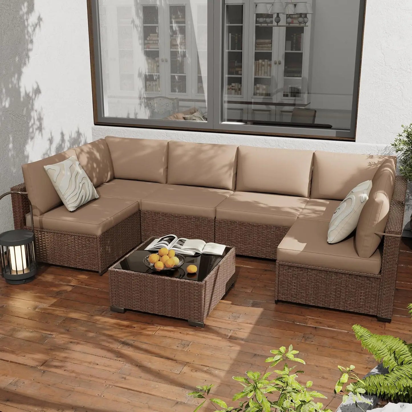 All Weather PE Rattan Modular Patio Sectional Conversation Set