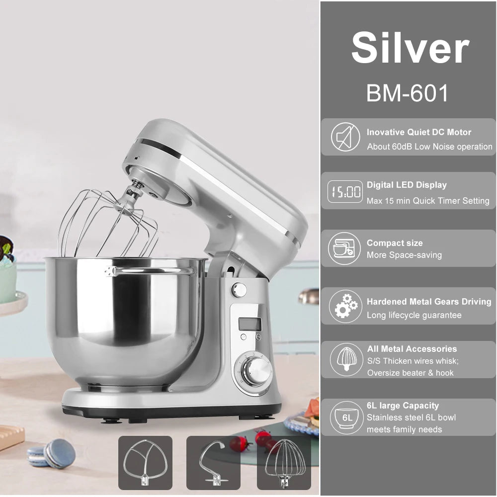 BioloMix Stand Mixer Blender With Whisk And Dough Kneading Attachments
