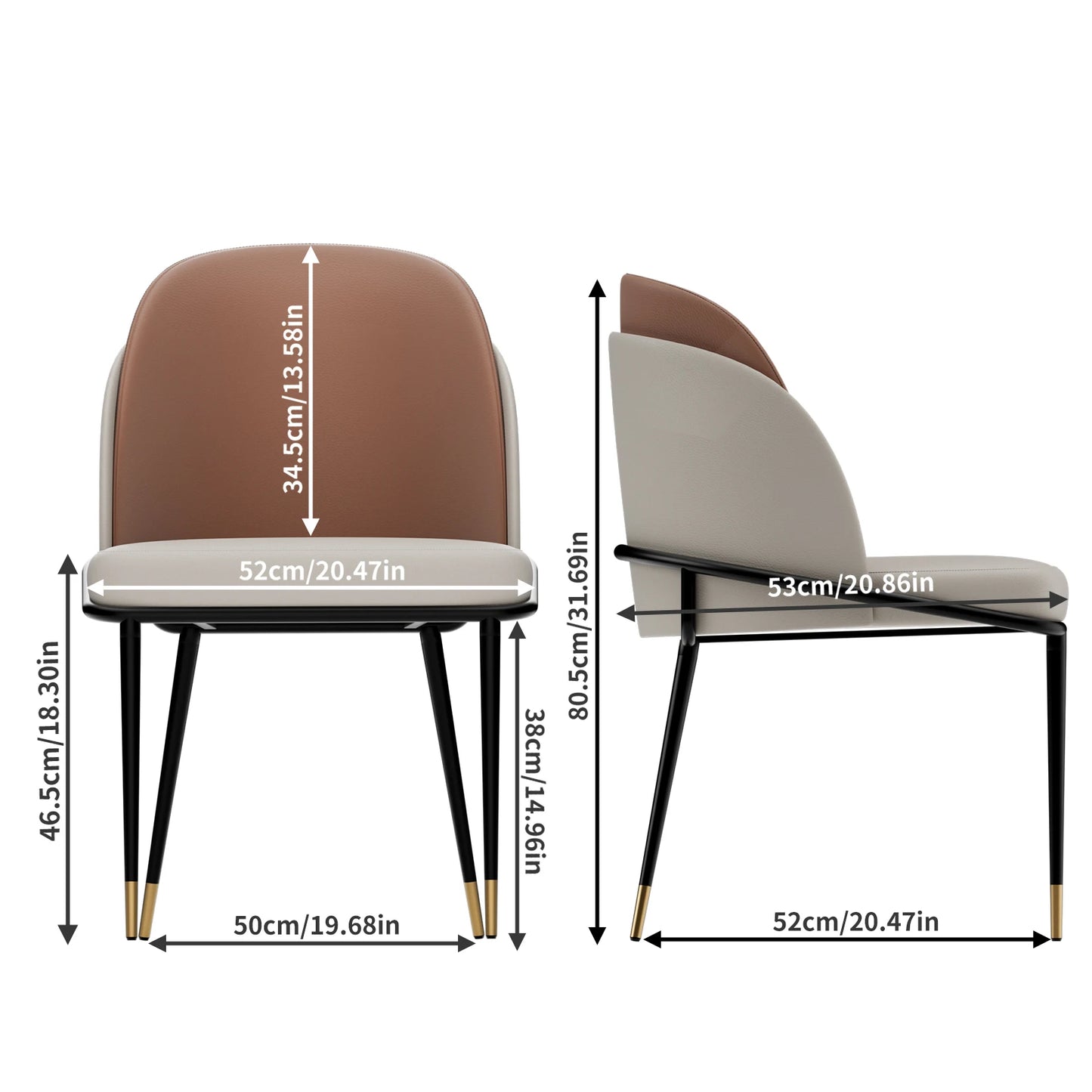 Modern Upholstered Faux Leather Padded Dining Chairs Set Of Two