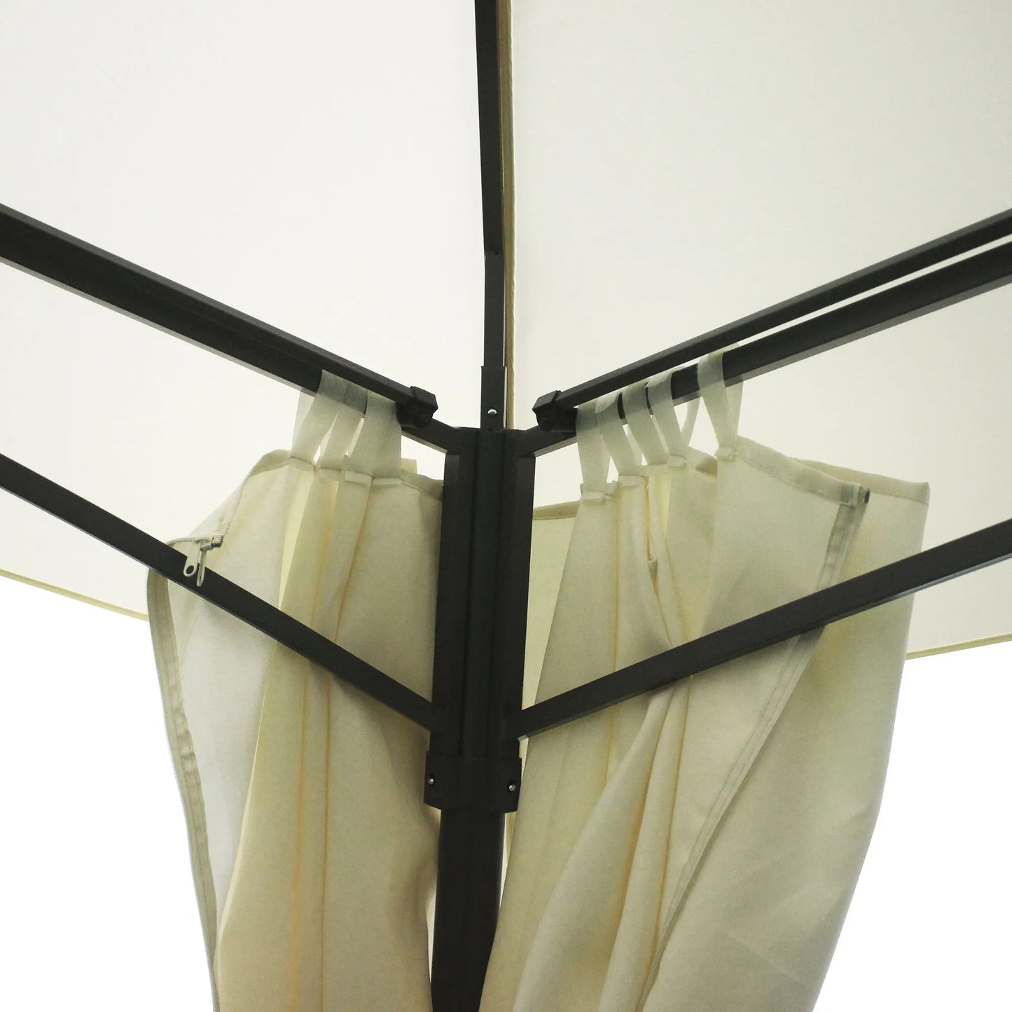 Double Vented Steel Patio Gazebo With Polyester Canopy And Curtains