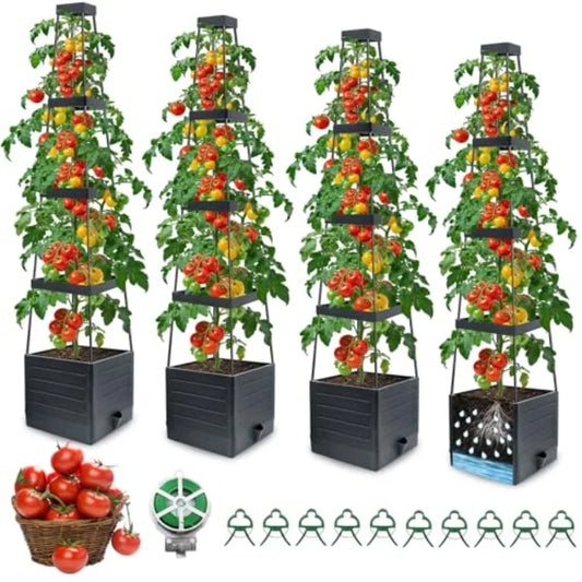 Metal Vegetable Garden Planter Box With Self Watering Trellis