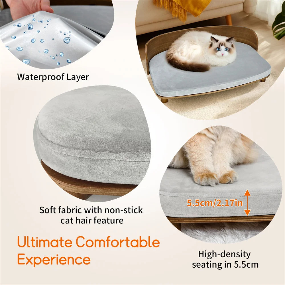 Borwart Eucalyptus Pet Sofa Bed With Cushion For Small Dogs