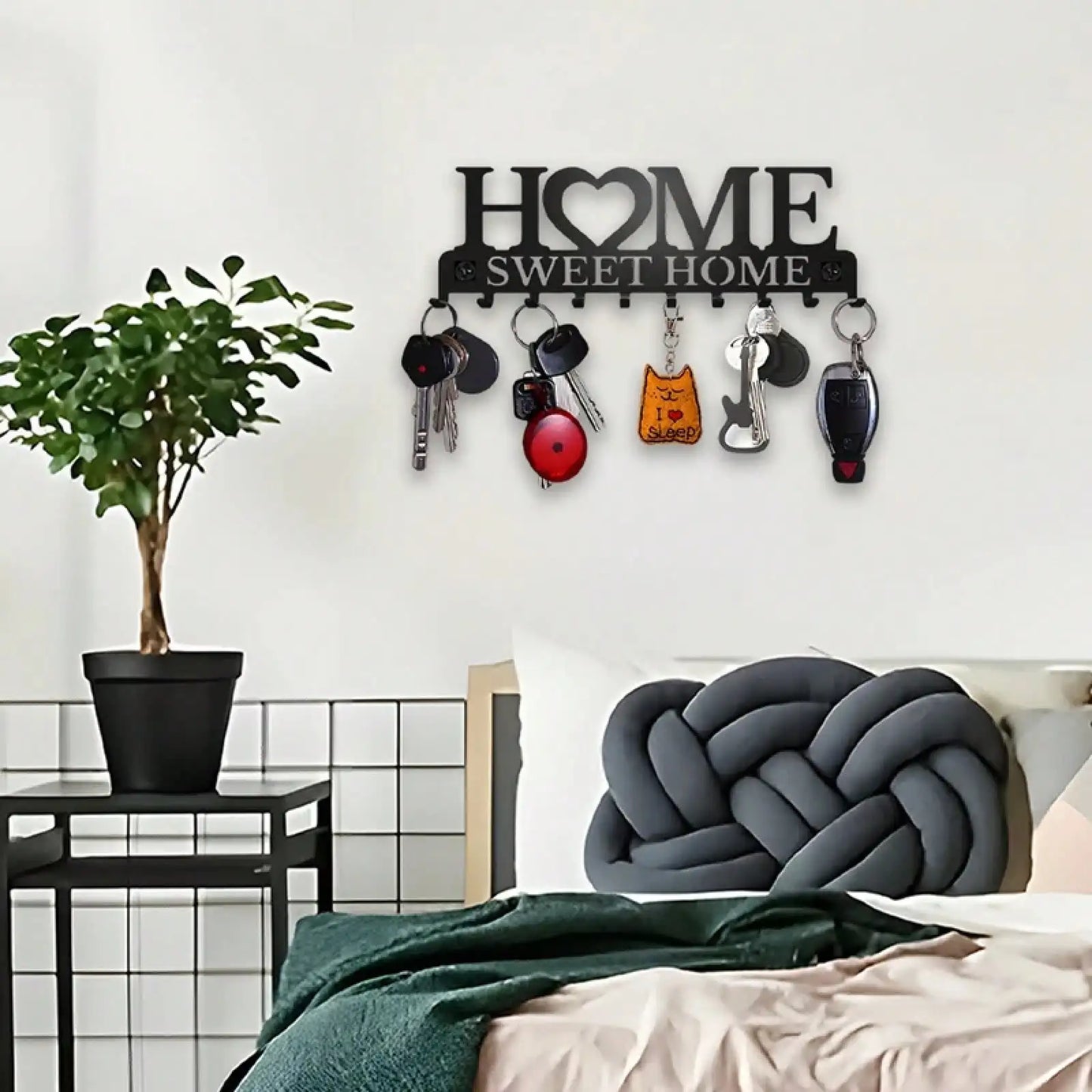 Compact Foldable Wall Mount Key Holder With Ten Hooks