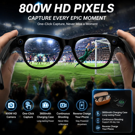 Yaocx Smart Glasses With 8MP Camera AI Translation Voice Control