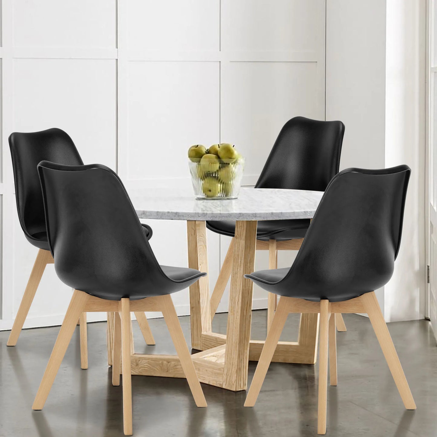 JHK PU Leather Dining Chairs With Comfortable Wooden Legs