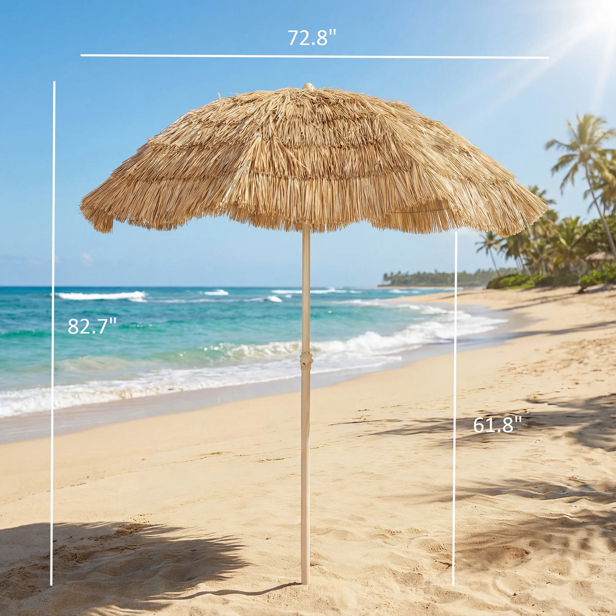 Outsunny Hawaiian Style Tiki Patio Umbrella With Carry Bag