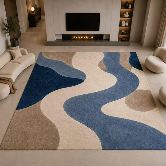 Modern Abstract Polyester Area Rug For Living Rooms