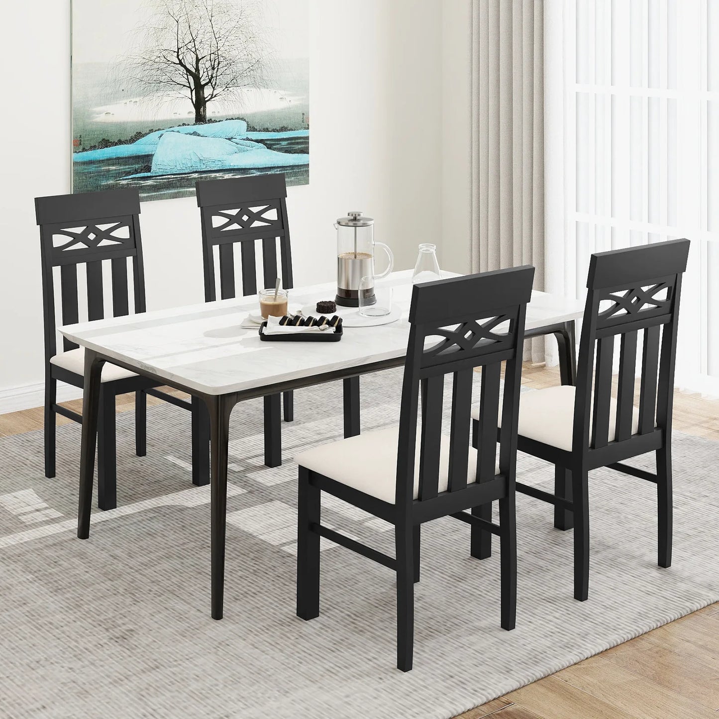 Homasis High Back Wooden Dining Chairs Set For Kitchen