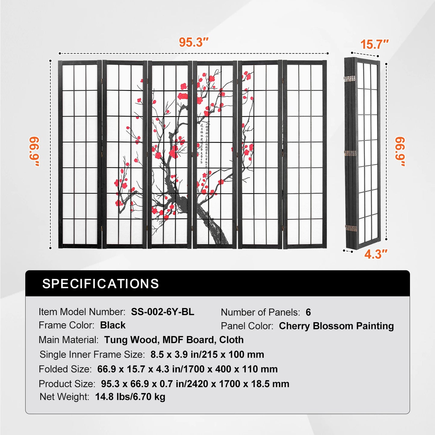 SucceBuy Wood Folding Privacy Screen Portable Room Divider
