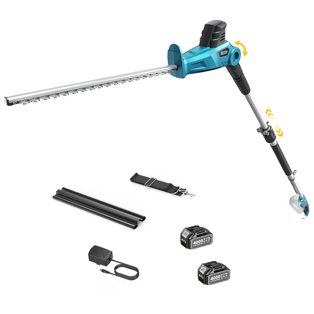 Seesii Cordless Electric Pole Hedge Trimmer Dual Action Blade