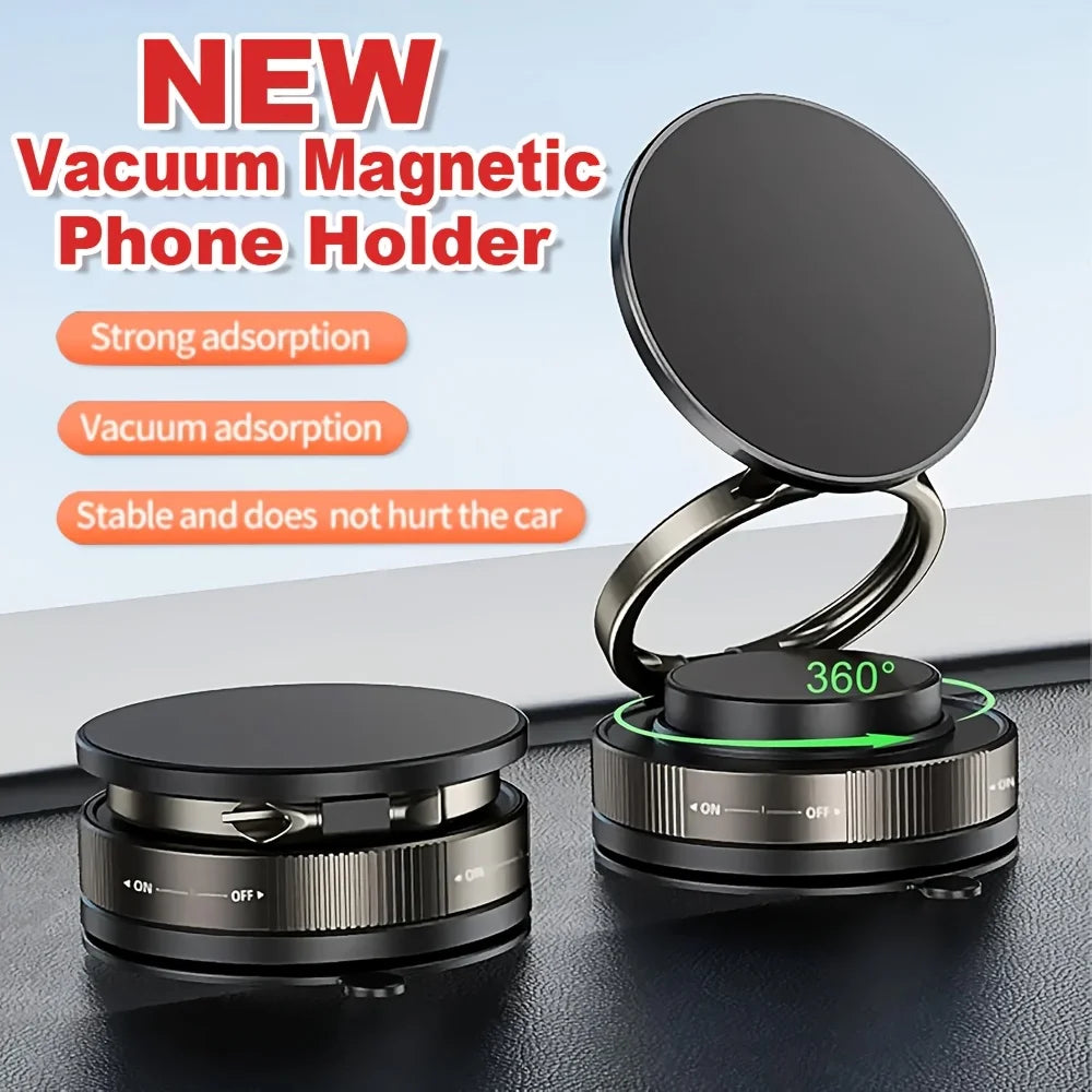 Vacuum Magnetic Phone Holder Foldable Adjustable 360 Rotation Car Dashboard Mount