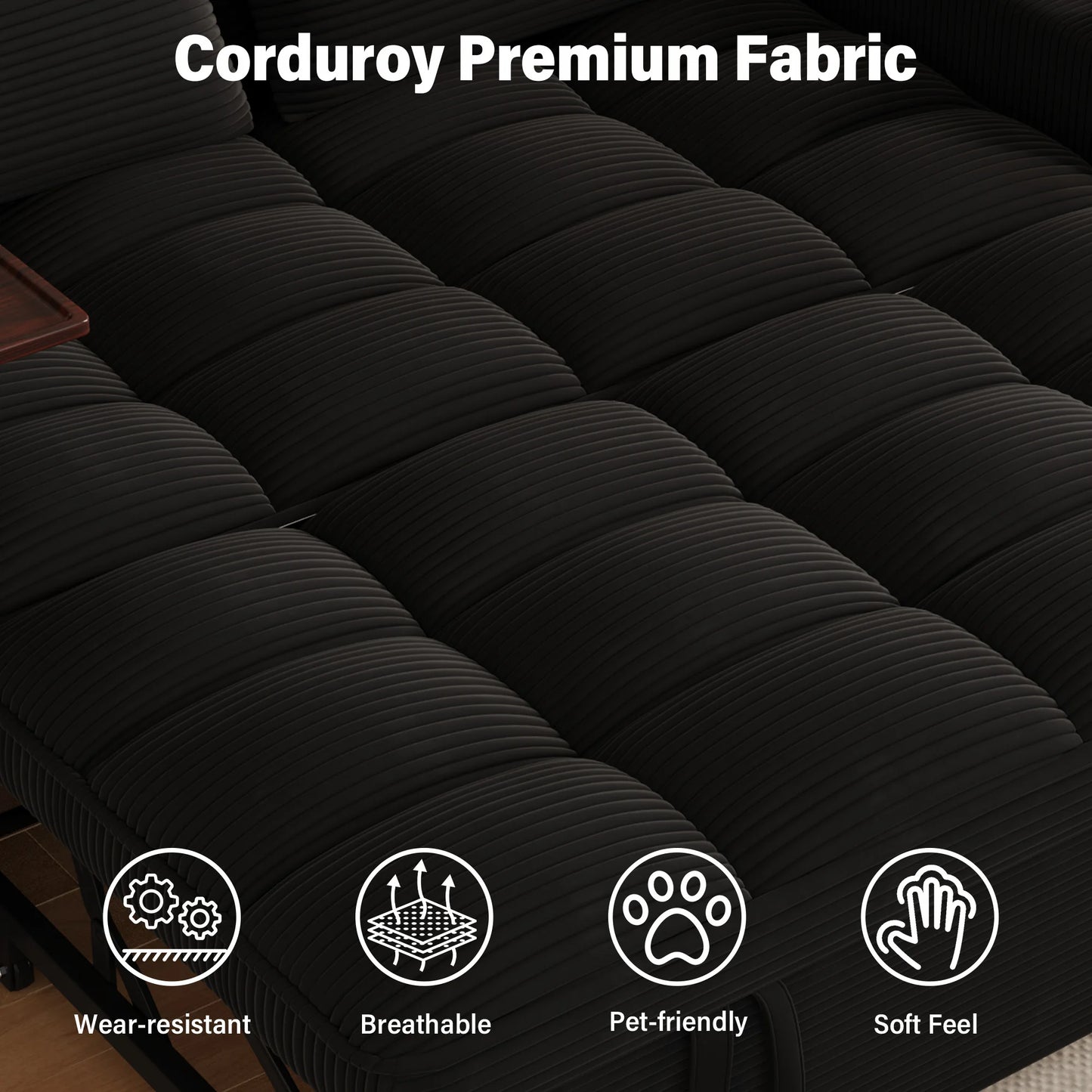 Folding Convertible Sofa Bed With Swivel Table And Usb Charging