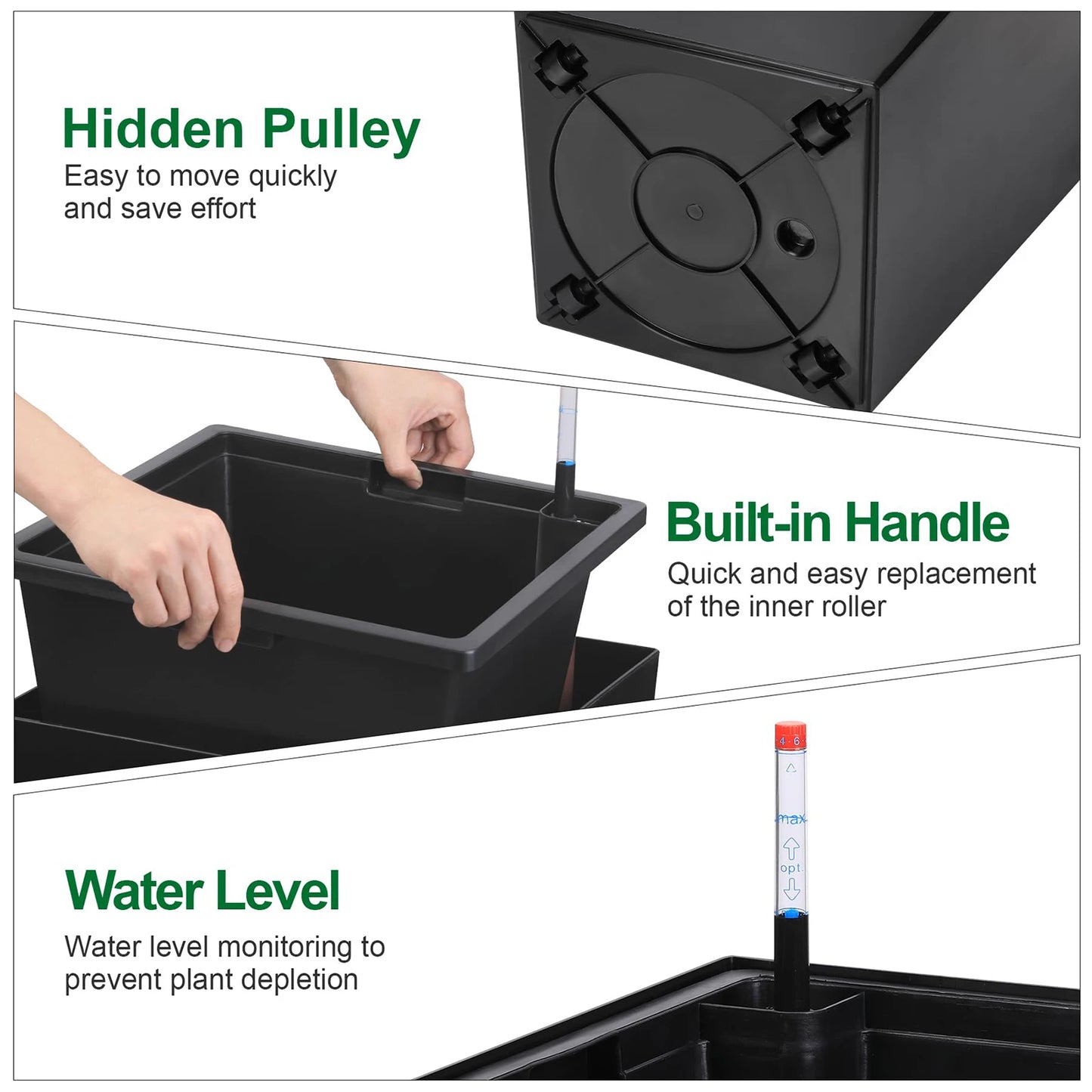 HiMISS Self Watering Flower Planters With Wheels And Drainage