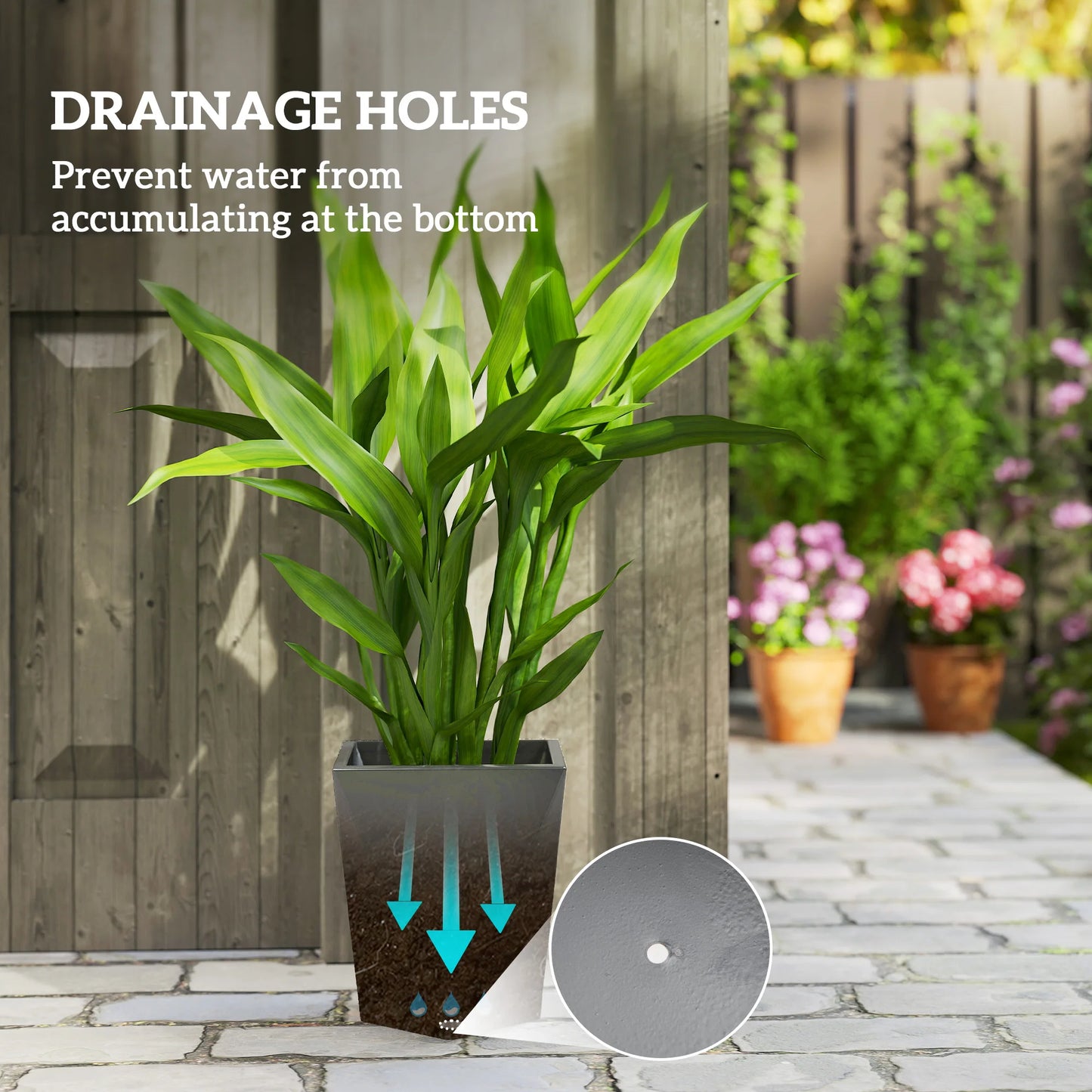 Premium Stackable Outdoor Planter Set With Drainage Holes For Garden