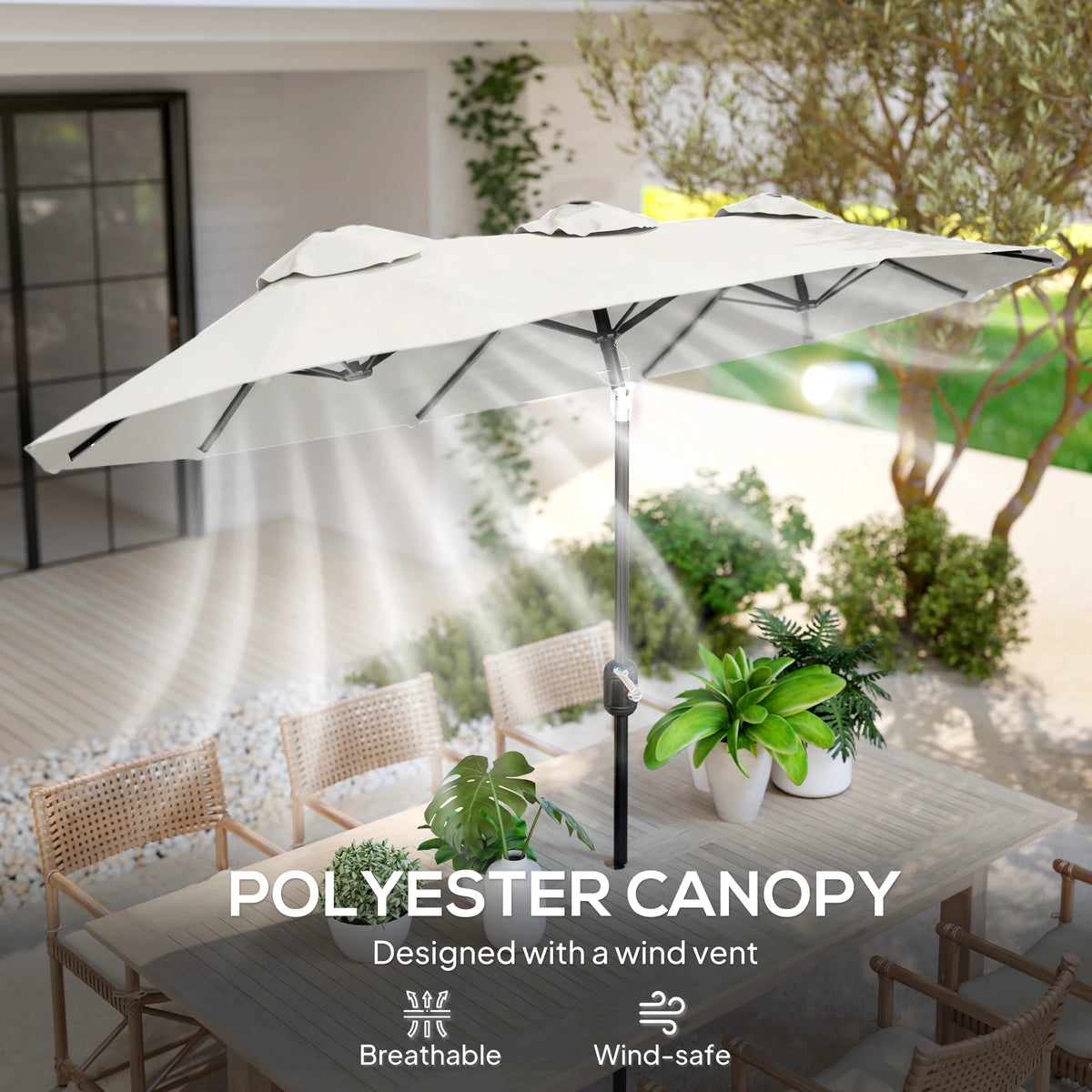 Outsunny Double Sided Patio Umbrella With Tilt And Crank