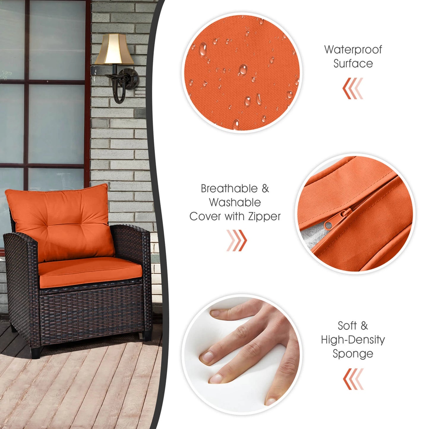 Homasis Outdoor Rattan Furniture Conversation Set With Cushions