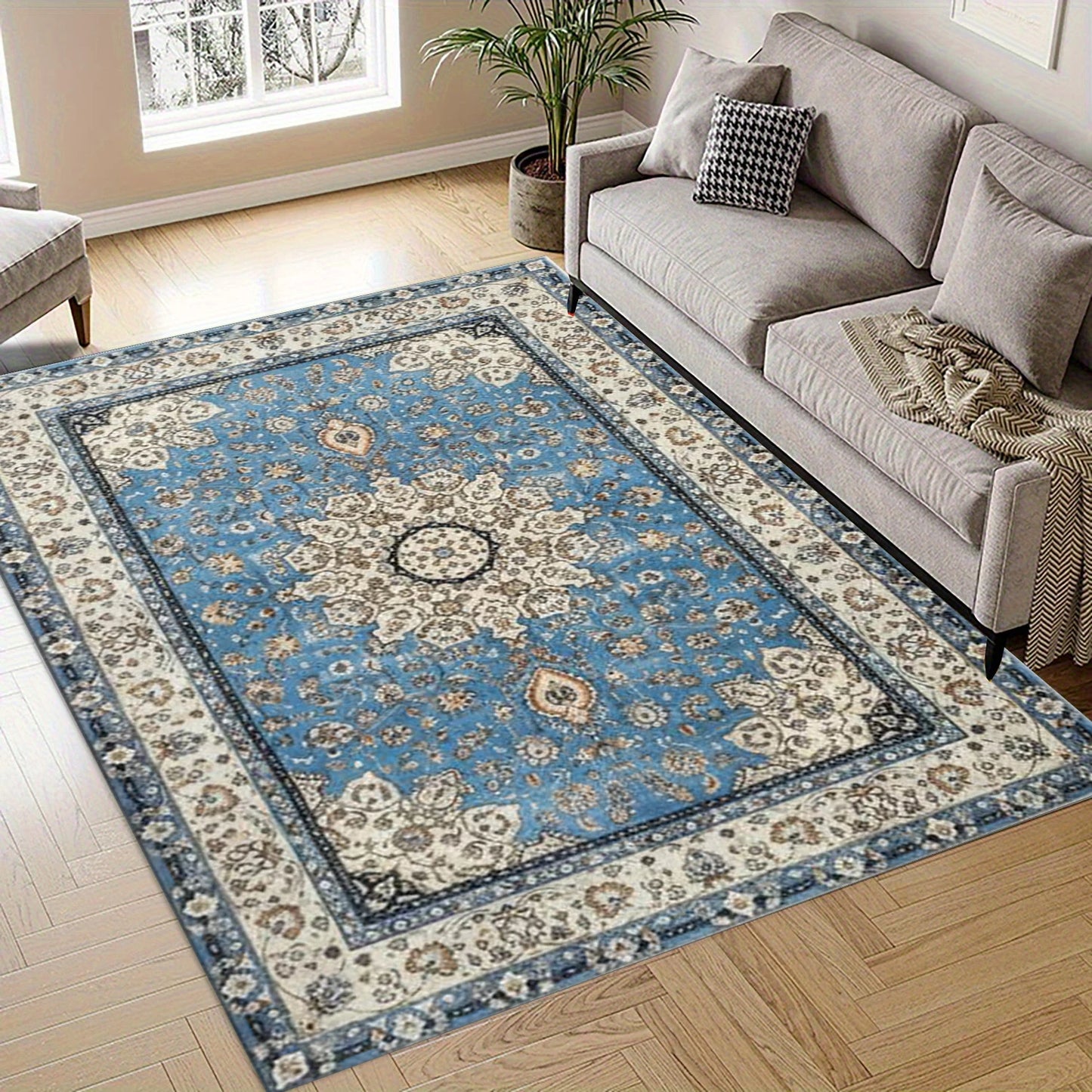 Classic Medallion Floral Area Rug For Traditional Home Decor