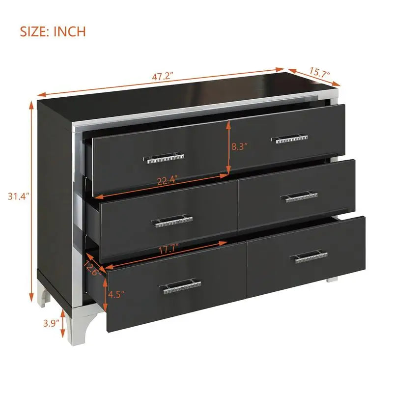 Modern Three Piece Bedroom Set With Dresser And Nightstands
