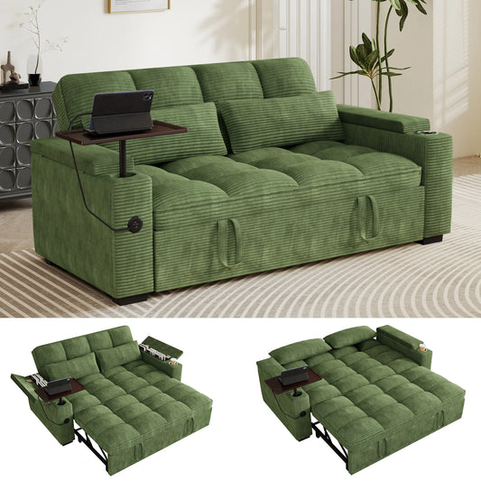 Modern Folding Sofa Bed With Side Table And USB Charging