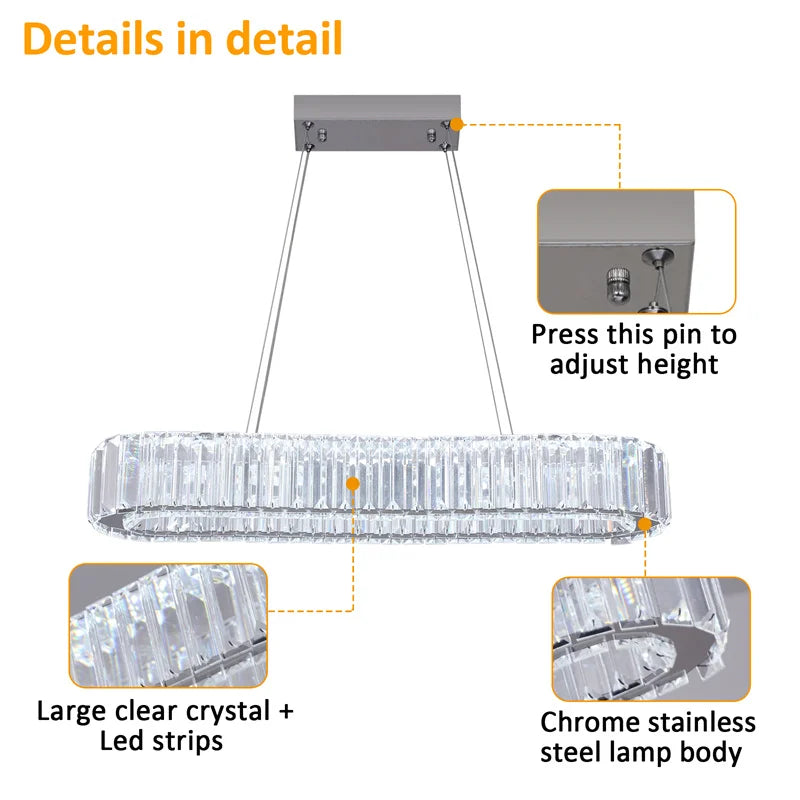 GreeLustr LED Modern Crystal Chandelier Pendant Ceiling Light Fixture