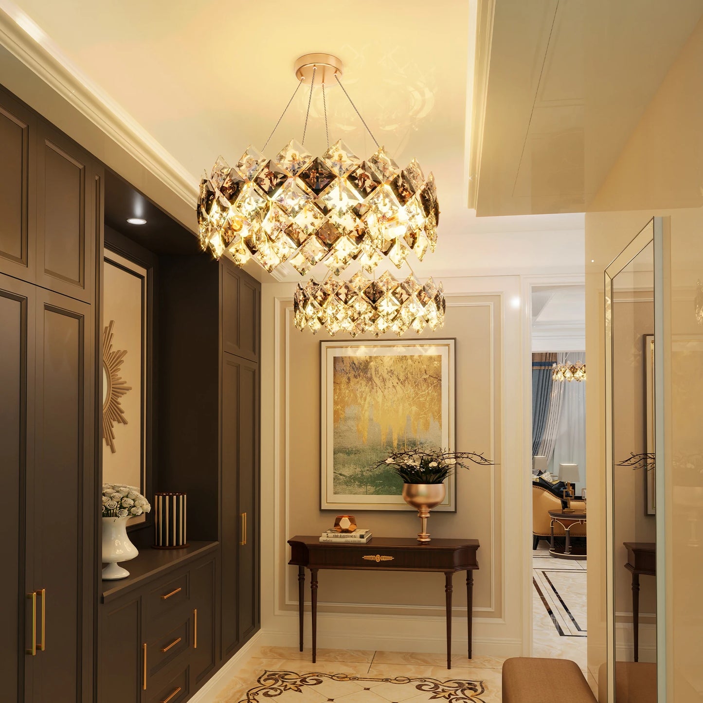Luxury Crystal Chandelier Pendant Ceiling Light With Bulbs Included