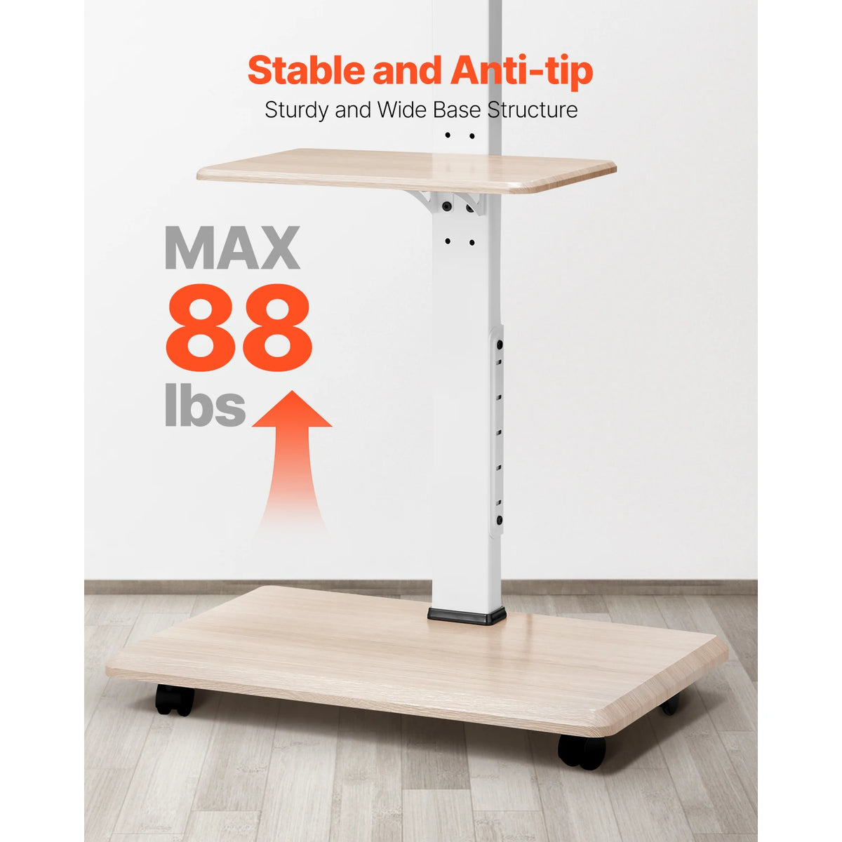 Succebuy Height Adjustable Rolling TV Stand With Tray