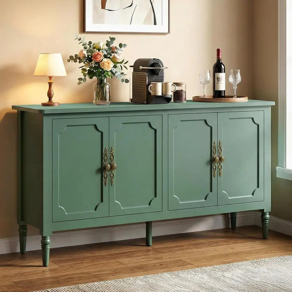 Vintage Solid Wood Sideboard With Adjustable Shelves Kitchen Dining Furniture