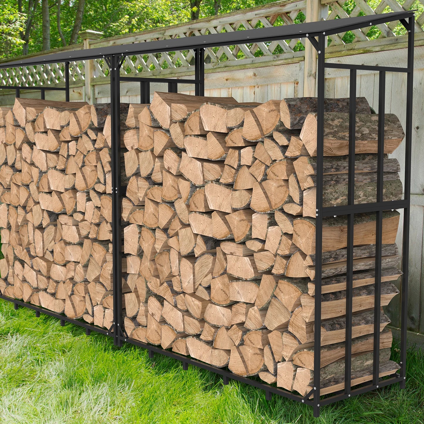Heavy Duty Outdoor Firewood Storage Rack With Waterproof Cover
