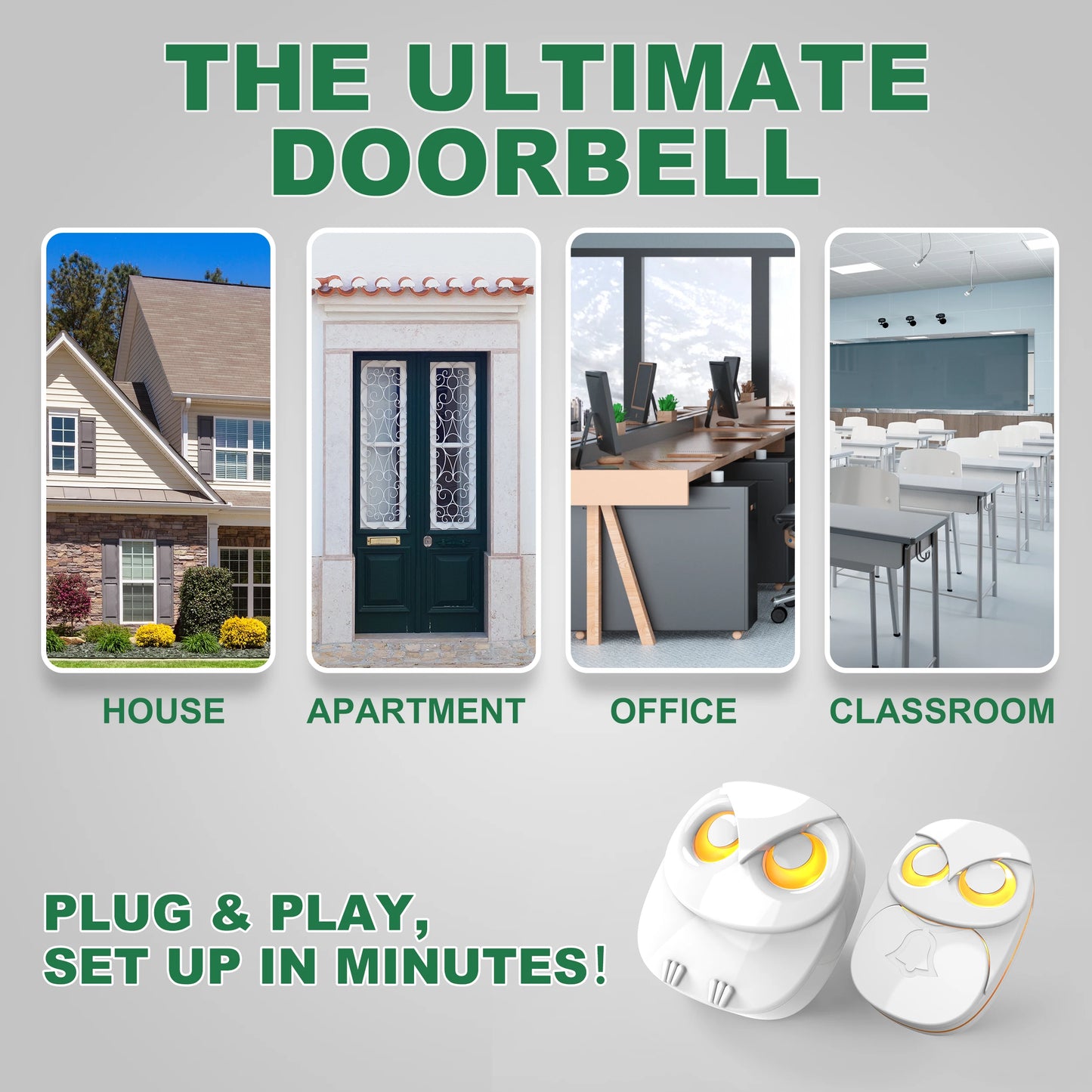 HTZSAFE Wireless Doorbell Chime 300m Long Range Waterproof Touch Button