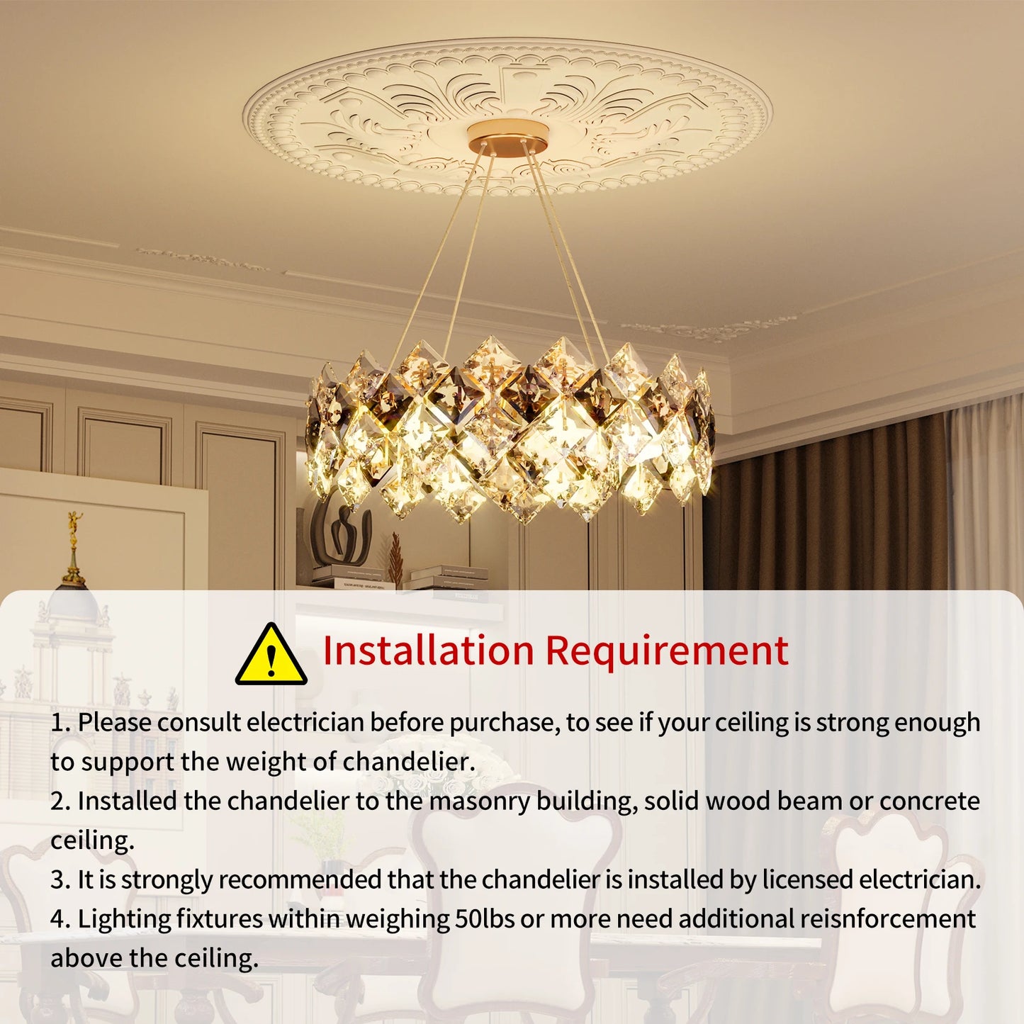 Luxury Crystal Chandelier Pendant Ceiling Light With Bulbs Included