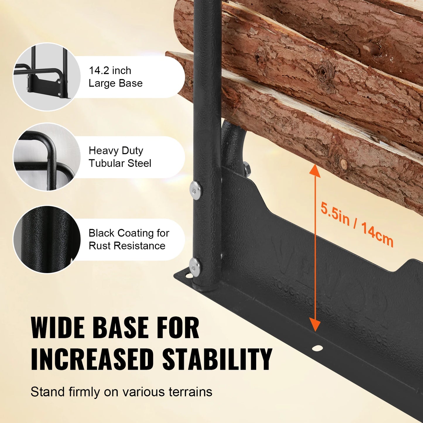 SucceBuy Heavy Duty Outdoor Firewood Rack With Waterproof Cover