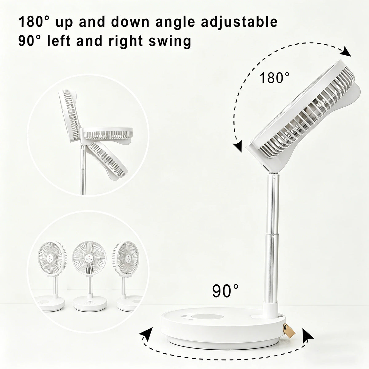 Tengkesi Remote Control Folding Fan With Silent LED Oscillation