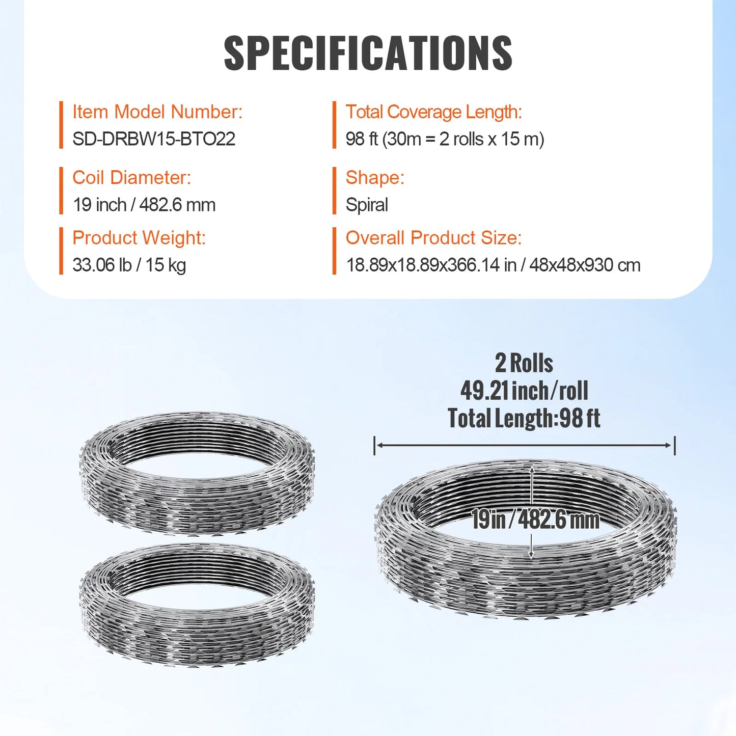 SucceBuy Double Spiral Razor Wire Galvanized Security Fencing Roll