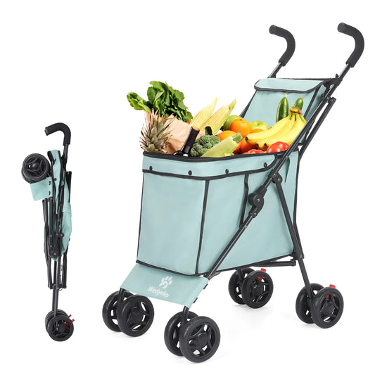 Wedyvkos Foldable Shopping Cart Portable Durable Utility Trolley