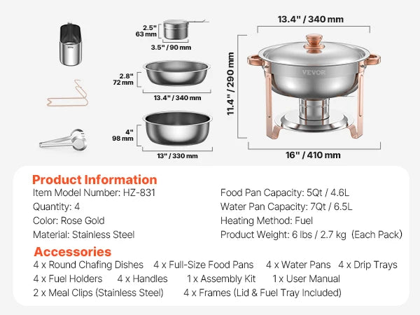 Succebuy Stainless Steel Chafing Dish Buffet Set Catering Warmer