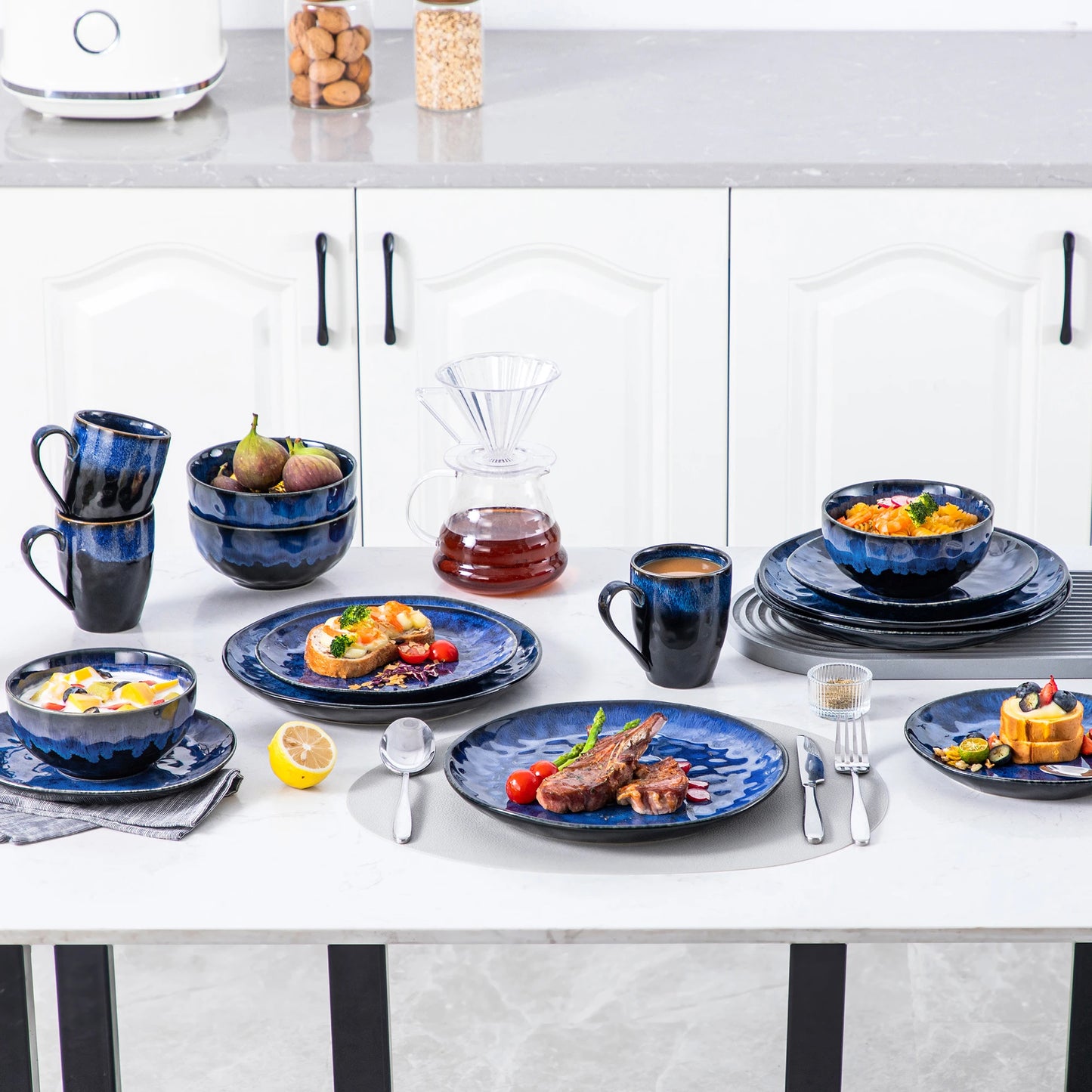 Malacasa Starry Glaze Ceramic Microwave Safe Dinner Set