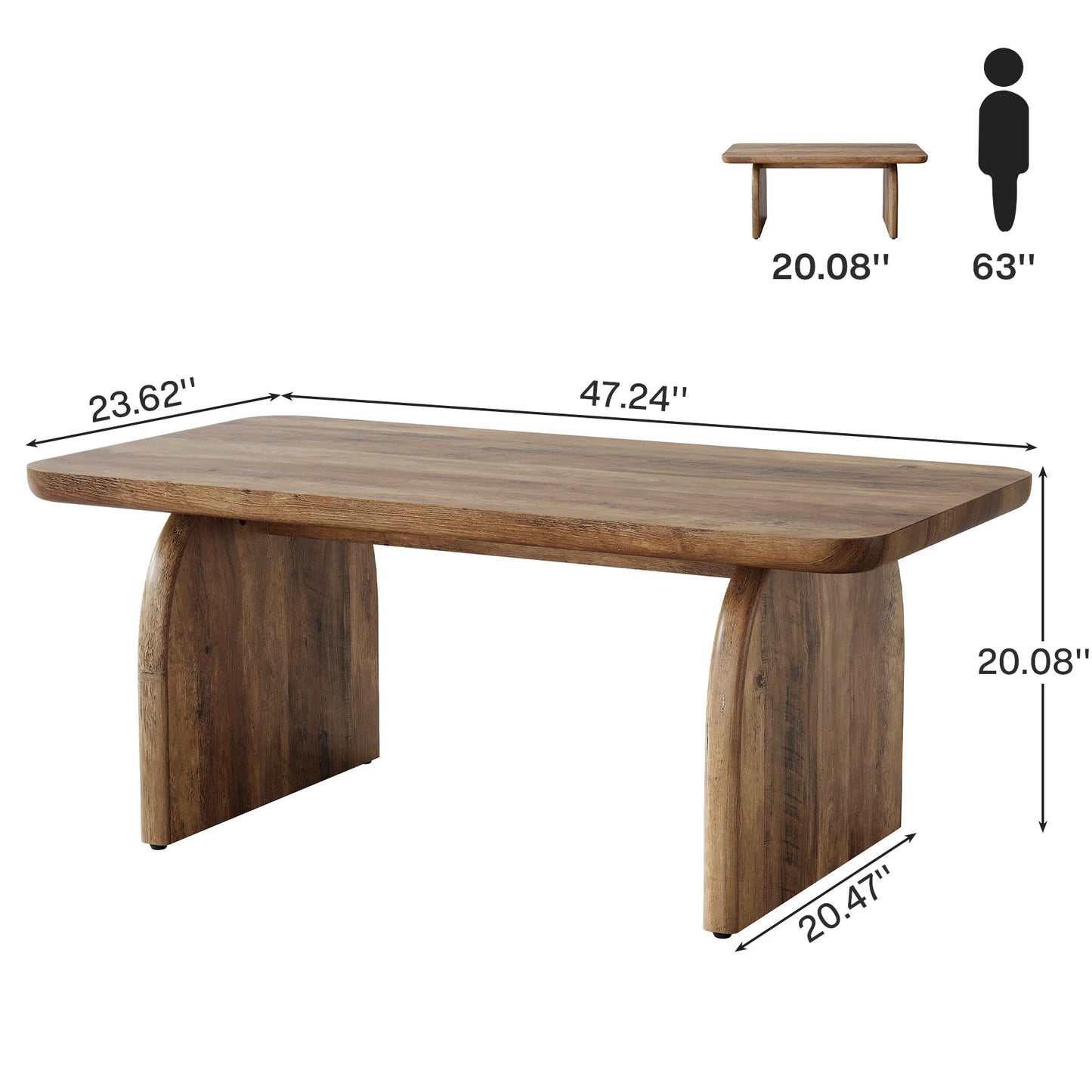 Tribesigns Farmhouse Rectangular Engineered Wood Coffee Table