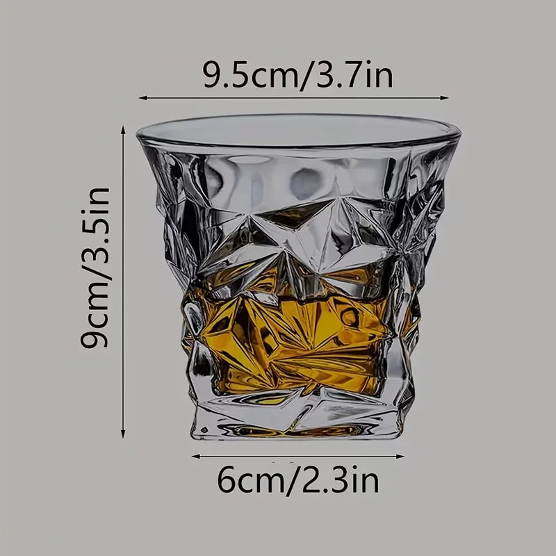 Elegant Diamond Pattern Whiskey Glasses For Bourbon Scotch And Cocktails