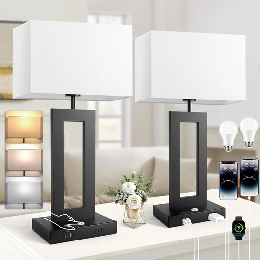 Solar Powered Table Lamps With Touch Dimming And Charging Ports