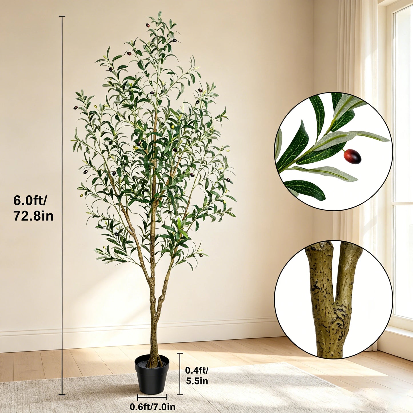 Olitree Artificial Olive Tree With Realistic Fruits For Home Decor