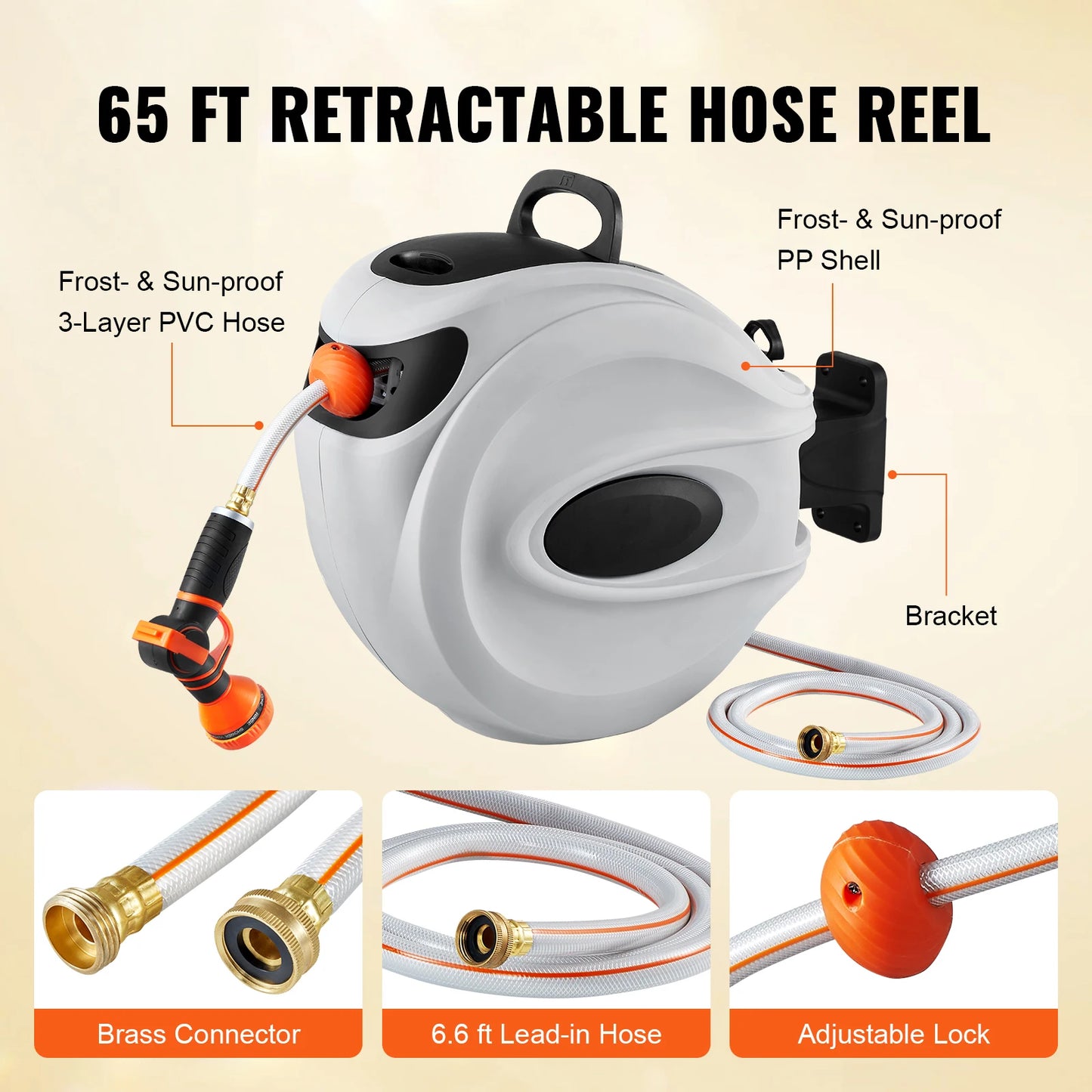 SucceBuy Retractable Wall Mount Hose Reel 180 Swivel Nozzle
