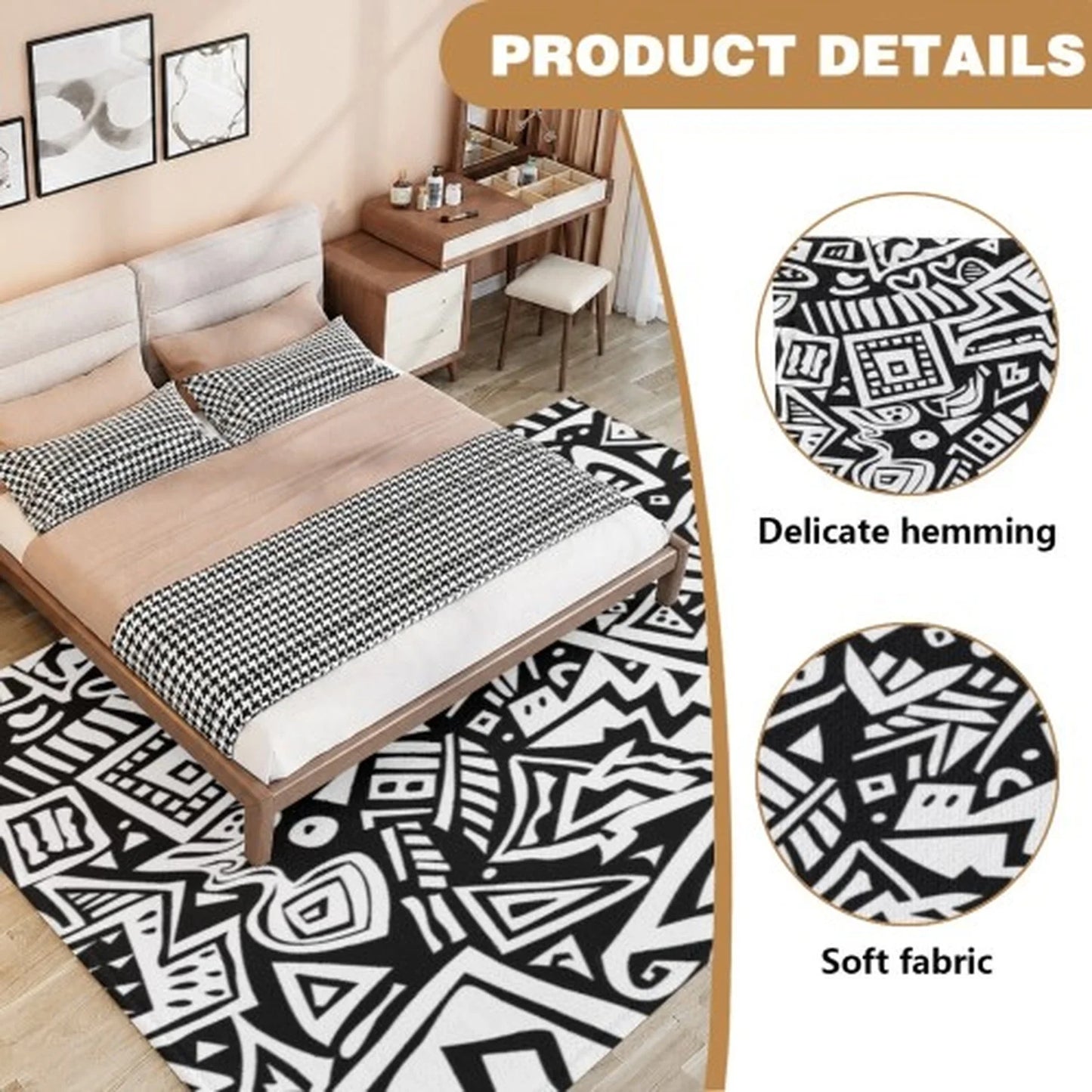 Modern Abstract Polyester Area Rug For Living Rooms