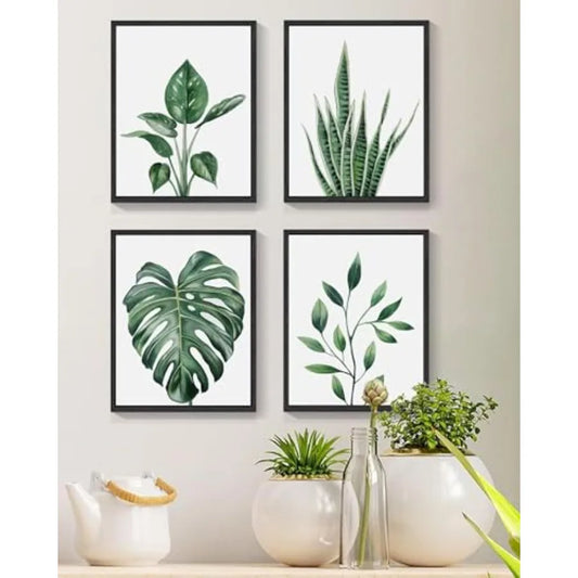 Botanical Canvas Framed Wall Art Watercolor Leaf Boho Plant Decor