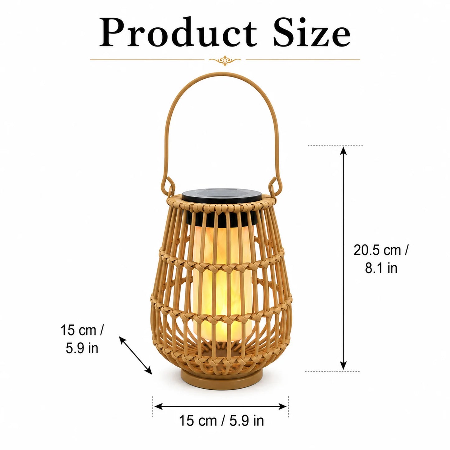 Handwoven Rattan Solar Lanterns Waterproof Hanging Led Outdoor Lights