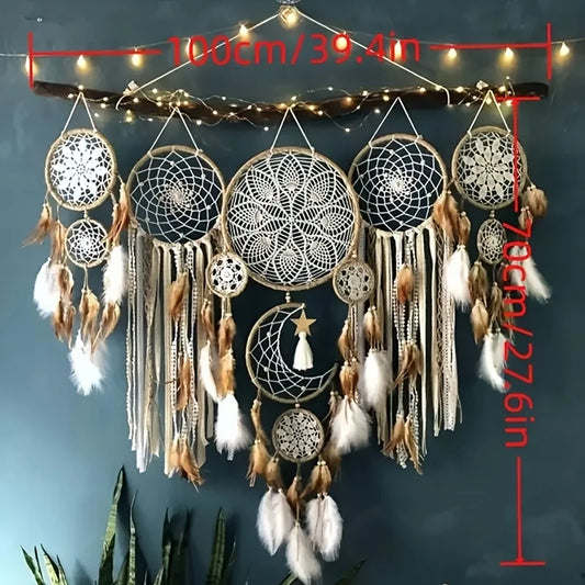Handcrafted Moon And Sun Dream Catcher Bohemian Wall Decor